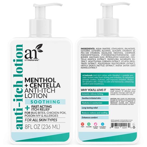 Artnaturals Anti-Itch Lotion – Fast Itch Relief with Menthol & Centella – Soothes Bug Bites, Poison Ivy, Chicken Pox & Allergies – Hydrating, Non-Greasy for All Skin Types
