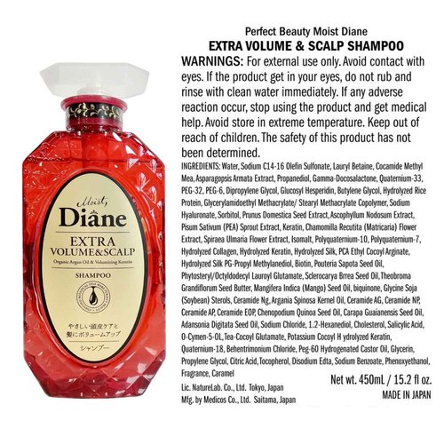 Moist Diane Hair Thinning Shampoo for Women, Organic Shampoo for Men by Keratin, Argan Oil, Biotin, Baobab oil, Stem Cells & Plum Oil, Paraben Free SHAMPOO from Japan, VOLUME & SCALP, 15.2 Fl Oz 3EA
