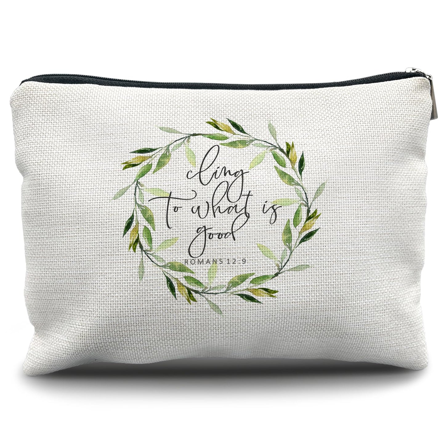 Nogrit Christian Inspirational Makeup Bag Cosmetic Bags for Women, Christian Gifts for Women Faith, Religious Bible Verse Small Makeup Cosmetic Bag for Purse, Romans 12:9