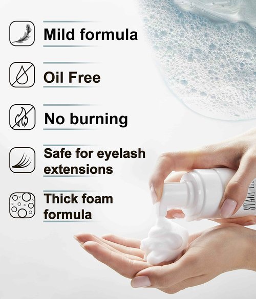 Eyelash Extension Shampoo 3.38 fl.oz/Stacy Lash Serum 5ml / Eyelid Foaming Cleanser/Supplies for Lashes Growth & Thickness/With Biotin/Enhancing Natural Eyelashes/Professional & Self Use