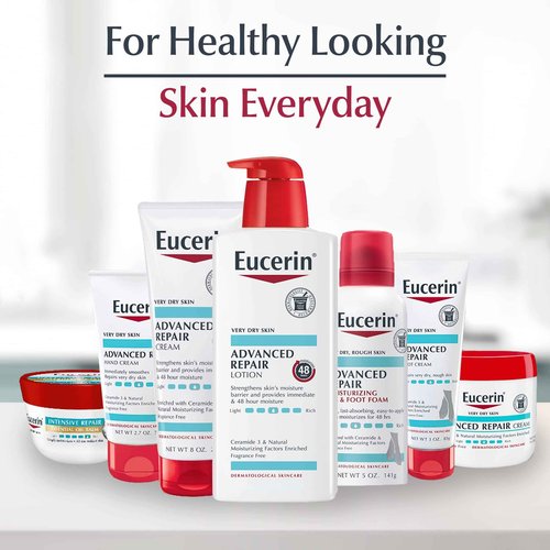 Eucerin Advanced Repair Unscented Body Lotion for Dry Skin (16.9 Fl Oz) + Advanced Cleansing Body and Face Cleanser for Sensitive Skin, Fragrance Free (16.9 Fl Oz)