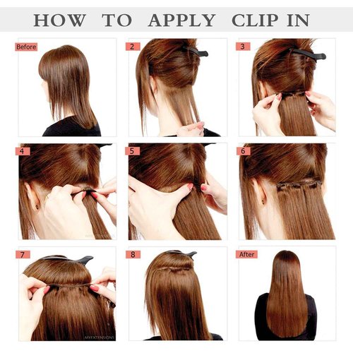 16" Clip in Hair Extensions Remy Human Hair for Women - Silky Straight Human Hair Clip on Extensions Medium Auburn 55grams 4pieces #30 Color