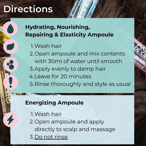 Agua de Cielo Hair Therapy Complex 5 - Professional-Style Hair Ampoules Treatment, Intense Nourishment, Hydration, Repair, Growth & Elasticity, With Hyaluronic Acid - 5 Ampoules of 10ml