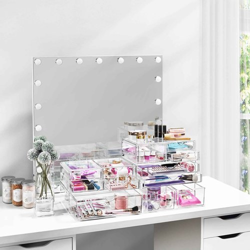 Sorbus Large Stackable Acrylic Drawers - 1 Clear Storage Drawers for Organizing Make up, Nail Polish, Hair Accessories, and Beauty Supplies - Makeup Organizer for Vanity, Bathroom Organizer Countertop