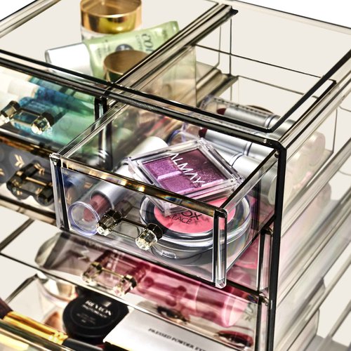Sorbus Acrylic Makeup Organizer - Organization and Storage Case for Cosmetics Make Up & Jewelry - Big Clear Makeup Organizer for Vanity, Bathroom, College Dorm, Closet, Desk (3 Large, 4 Small Drawers)