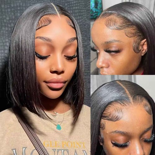 VIYAVIYA Bob Wig Human Hair Glueless Wigs 4X4 Straight Lace Front Glueless Wig 130% Density Short Straight Bob Wigs for Black Women 10 inch