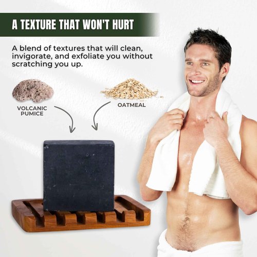 The Black Stuff All Natural Bar Soap for Men Handmade Cold Process Soaps with Organic Ingredients and Essential Oils - Mens Soap for Daily Use, Atlantic Pine Tar (3 Packs)