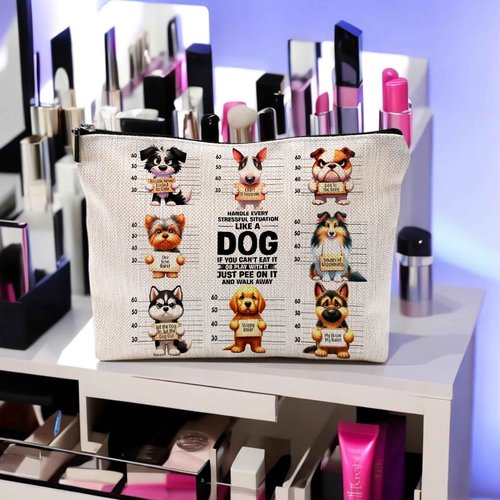 Dog Makeup Bag, Dog Mom Gifts, Dog Gifts for Women, Gifts for Dog Lovers, Cute Dog Puppy Cosmetic Bag Toiletry Bag for Women, Dog Owner Gifts for Women, Dog Mom Stuff