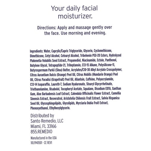 Santo Remedio, Piel Eterna, Moisturizing Face Cream, Hydrates Skin, Daily Moisturizer, Day and Night Cream, Contains Hyaluronic Acid, Vitamin E, Niacinamide, For All Skin Types, 1.7 Fl. Oz. / 50 ml