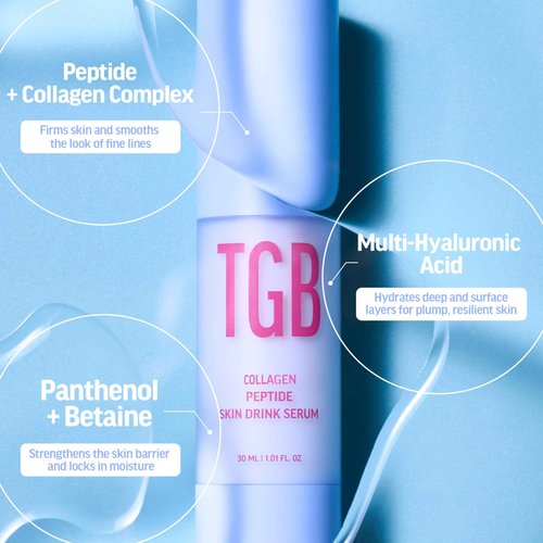 The Good Blends Collagen-Boosting Peptide Skin Drink Serum 1.01 fl oz | Korean Face Serum with Penta Peptides & Hyaluronic Acid | Hydrating, Plumping & Firming
