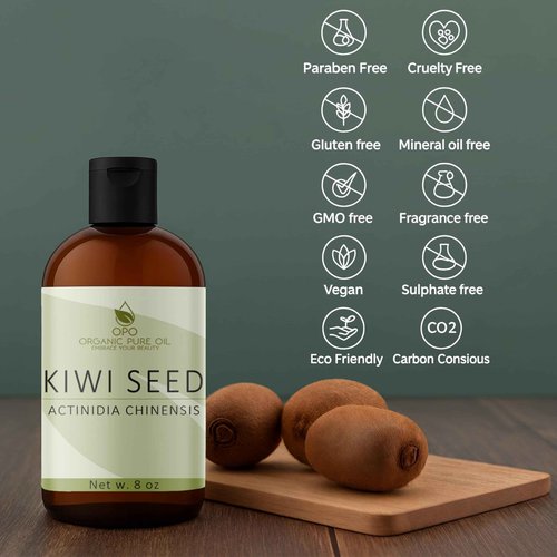 Kiwi Seed Oil - 8 oz - 100% Pure, All Natural, Cold Pressed, Unrefined, Premium Grade Carrier Oil Perfect for Hair, Skin, Scalp, Body Care Vegan Moisturizer, DIY, Cosmetics - Packaging May Vary