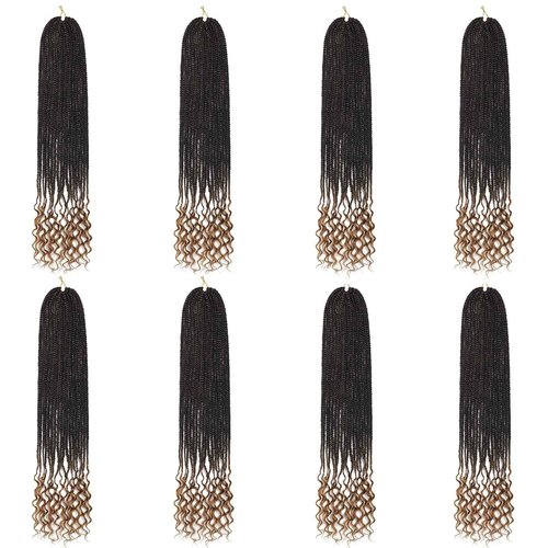 144 Strands Goddess Crochet Box Braids with Curly Ends 24 Inch Pre Looped Box Braids Crochet Hair 8 Packs Curly Crochet Braids for Black Women