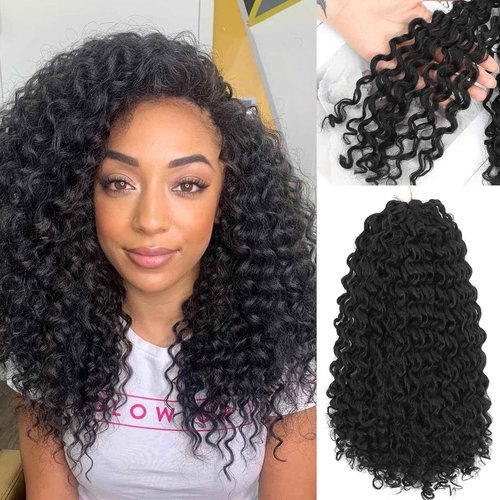 Full Head Crochet Hair for Black Women Human Hair Soft Feeling, Short Gogo Curl Protein Silk 80 Strands, Deep Curly Innovative 4-in-1 Strand Design Hypoallergenic Synthetic Fiber