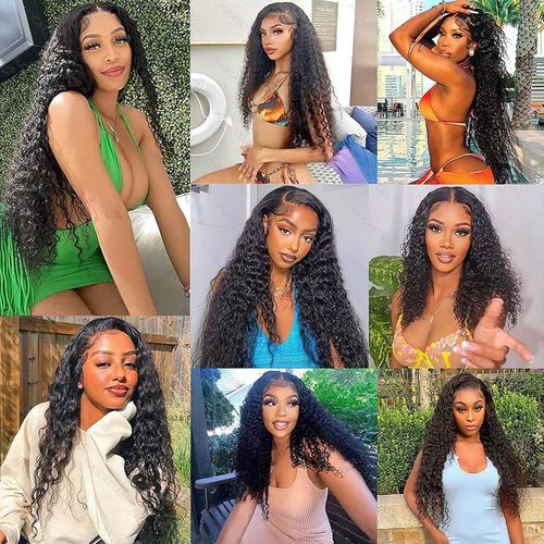 SODLIS Lace Closure Wigs Human Hair Pre Plucked with Baby Hair Brazilian Virgin Deep Wave Lace Front Wigs for Black Women Hair Wigs Natural Color (10 Inch)
