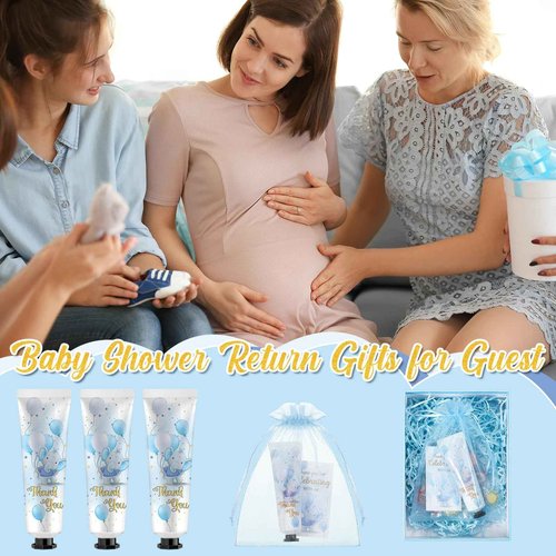 Swiffen 24 Sets Baby Shower Hand Cream Bulk Blue Elephant Shower Favors Bridal Thank You Appreciation Hand Cream for Guests Travel Size Lotion with Organza Bags