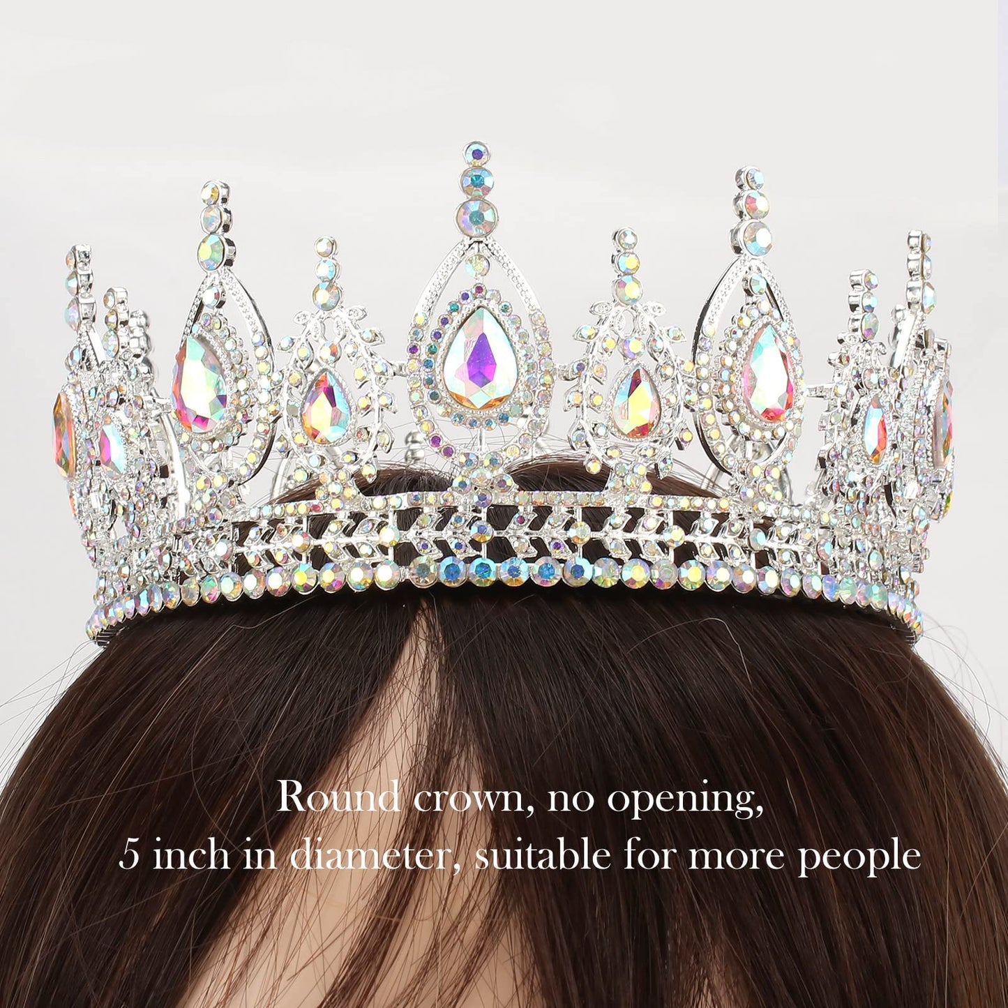 COCIDE Queen Crown for Women Crystal Tiara for Girl Rhinestones Headband Princess Hair Accessories for Birthday Party Bridal Prom Costume Bride Wedding Cosplay (Aurora Borealis+Silver Crown)