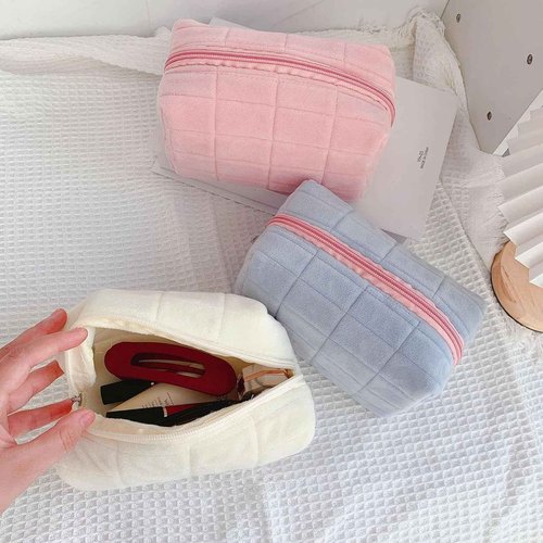 HABUAETY 2PCS Makeup Bag Small Cosmetic Pouch for Purse Women Girls Y2k Checkered Make Up Bags