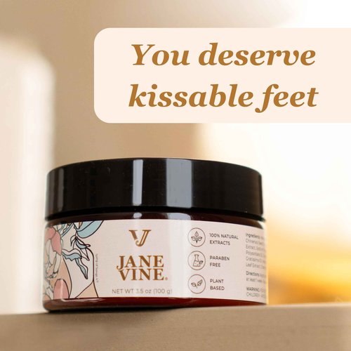 JANE VINE Kissable Feet, Athletes Foot Cream – Cream for Itchy, Dry Skin – Tea Tree, Coconut & Chamomile – Crafted for the Whole Family, No Sting – 3.5 oz