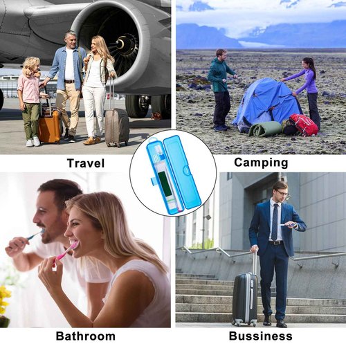 Yeeco Toothbrush Case 2 Pack, Transparent Dark Blue Travel Case, Plastic Holder, 7.87 x 1.85 x 1.18 inches Portable