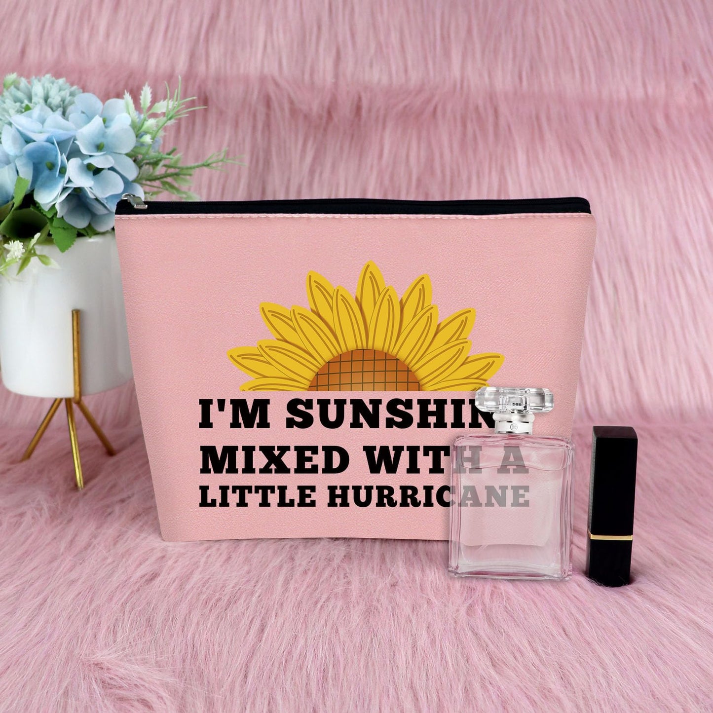 3Pcs Sunflower Lovers Gift Makeup Bag Inspirational Sunflower Gift Sunflower Cosmetic Bag Sunflower Themed Gift for Sister Daughter Best Friend Christmas Graduation Birthday Gift Travel Makeup Pouch