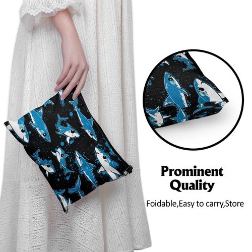 Cafl Underwater World Shark Makeup Bag Shark Toiletry Bag Cosmetic Bag for Women Large Capacity Makeup Bags Travel Toiletry Bag Accessories Organizer 10 * 8in