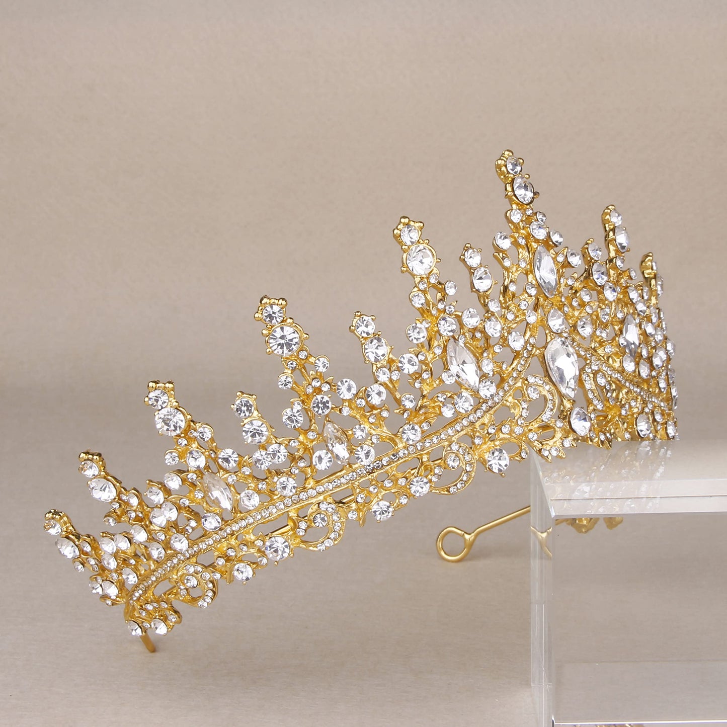 Vofler Gold Tiara for Women, Princess Crown - Royal Baroque Medieval Renaissance Crystal Headband for Queen Bridal Flower Girl Wedding Birthday Costumes Party Quinceanera Prom Pageant Homecoming