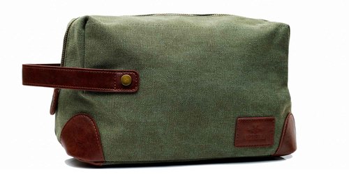Vetelli Vintage Canvas Toiletry Bags, Travel In Style, Waterproof Canvas Dopp Kits, Durable (Marco) (Green)