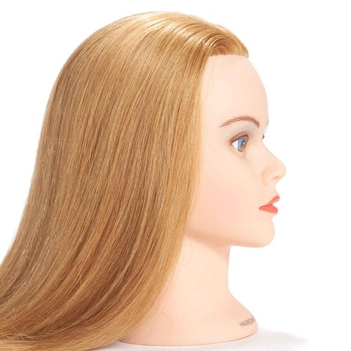 Hairginkgo Mannequin Head 20"-22" 100% Human Hair Manikin Head for Hairdresser Training, Cosmetology Practice - Includes Clamp Stand