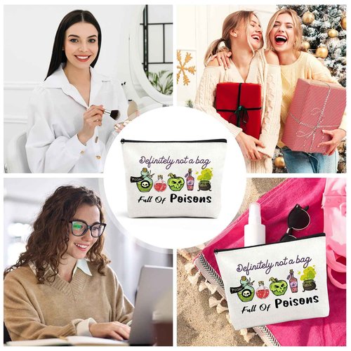 VeloKomo Poison Cosmetic Bag Gifts - Portable Waterproof Makeup Bags Definitely Not a Bag Full of Poisons Personalized Spooky Witchy Birthday Gift for Evil Villain Queen Zipper Pouch for Movie Fan