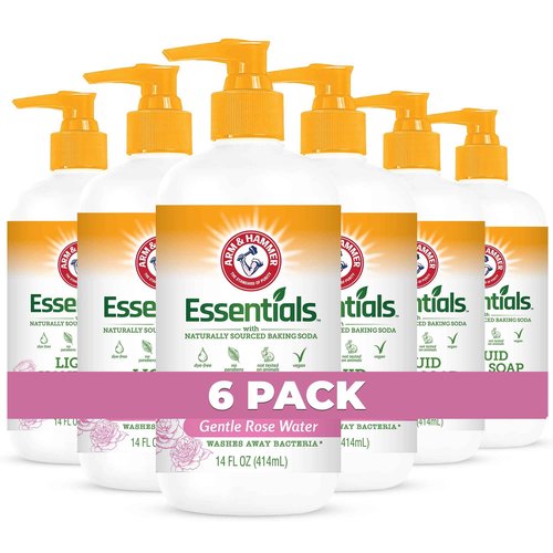 Arm & Hammer 6 Pack Liquid Hand Soap for Skin Cleaning - Cleanser for Kitchen & Bathroom with Gentle Rose Scent - Natural Hand Soap Cleanses, Softens 14 FL Oz (414ml)