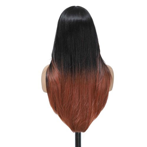 Synthetic Lace Front Wig Pre Cut Lace Glueless Wig Wear And Go 13X4X1 Inch HD Lace Layered Wig Pre Plucked Pre Bleached Glueless Wig Synthetic Wigs For Women Auburn Brown Black Root（2/30）26 Inch