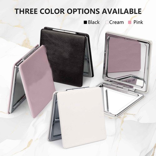 MIRORA Compact Mirror, 1x/2x Magnifying Foldable Cosmetic Mirror, Portable Travel Mirror for Pocket and Purses, Singer Merch Compact Mirror for Fans (Black)