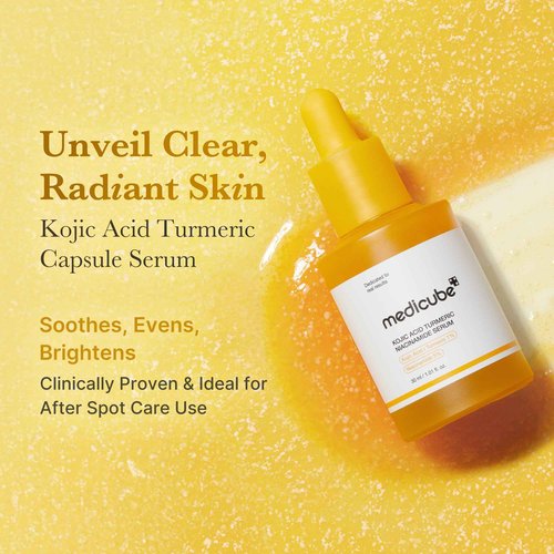 medicube Kojic Acid Renew & Smooth Duo for Troubled Skin: Kojic Acid Turmeric Clarifying Toner Pad and Kojic Acid Turmeric Clarifying & Balancing Capsule Serum