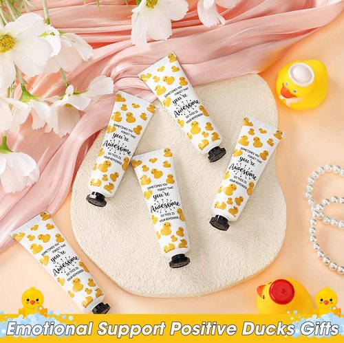 24 Pcs Christmas Positive Duck Gifts Bulk for Coworkers Hand Cream Mini Lotion Bulk Team Appreciation Gift Emotional Support Positive Ducks Gifts for Duck Lovers Women Employee Group Social Workers