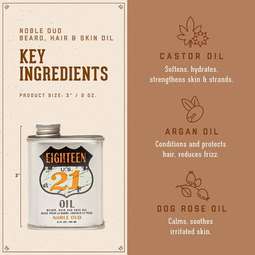 18.21 Man Made Absolute Mahogany & Spiced Vanilla Beard, Hair & Skin Oil 2-Set Bundle, All Hair & Skin Types for Men, Strengthens and Moisturizes in a Manly Aroma
