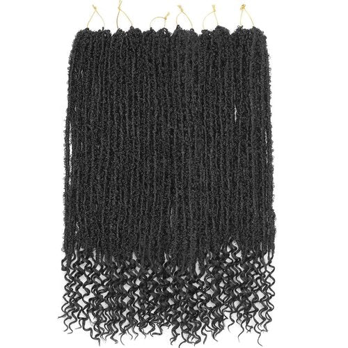 Long Butterfly Locs Crochet Hair With Goddess Locs Curly Ends 28 Inch Distressed Locs Crochet Hair For Black Women Hair Extensions (28 Inch, 6packs,1B)