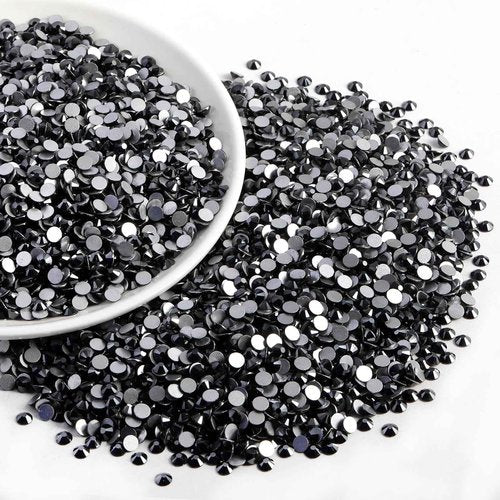 Beadsland Flatback Rhinestones Bulk, 14400pcs Rhinestones for Nails Crafts Clothes DIY Decoration,Jet Hematite, SS16, 3.8-4.0mm