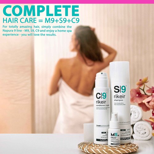 NAPURA S9 Professional Moisturizing Shampoo for Damaged Hair (13.53 fl oz) - Sulfate and Paraben Free - Split End Repair- Color Safe Protein Hair Repair Treatment with Avocado Oil