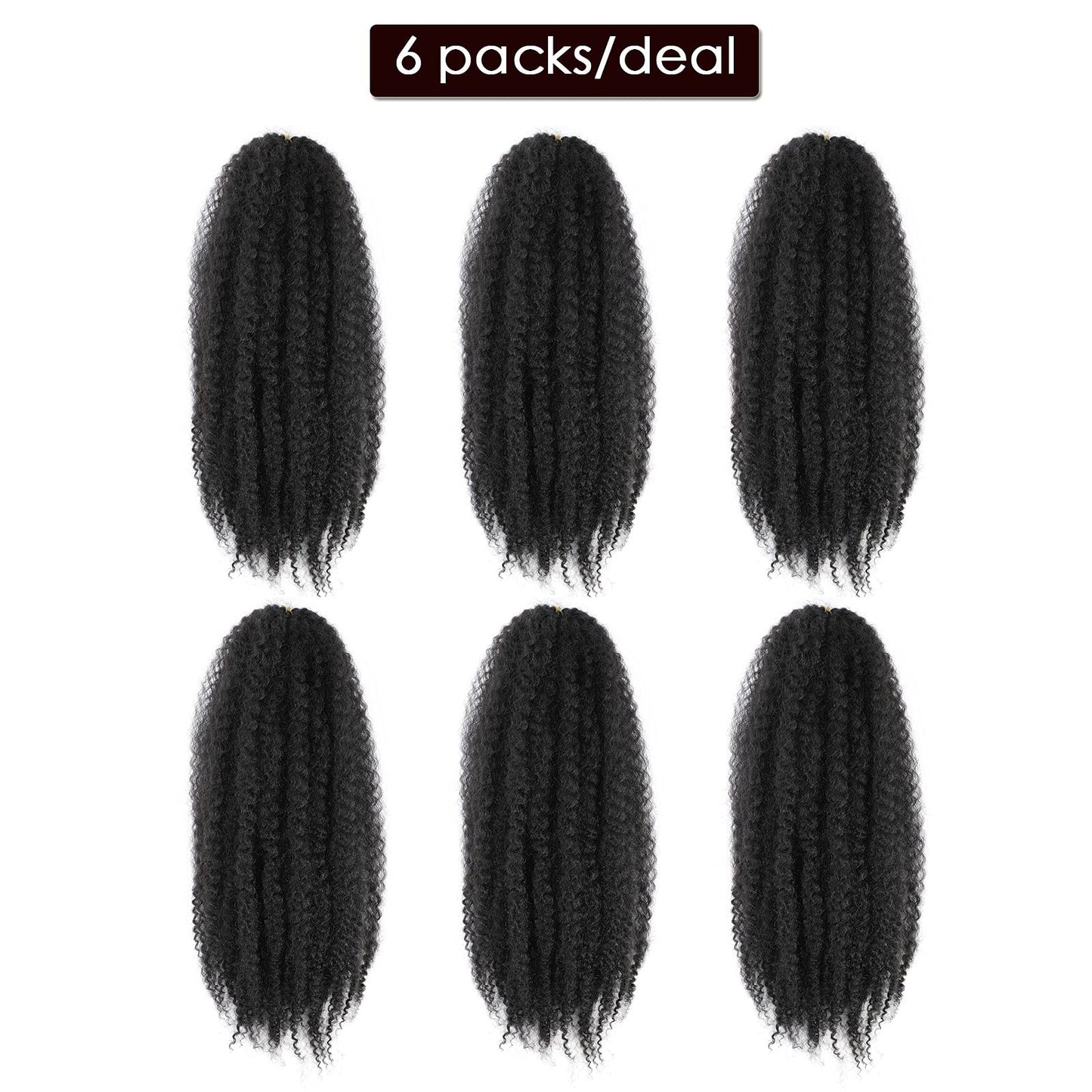 Dansama Marley Hair Crochet Hair, 18 Inch Afro Twist Marley Braiding Hair for Faux Locs Crochet Hair, 6 Packs Synthetic Hair Extensions (18 Inch (Pack of 6), 1B)