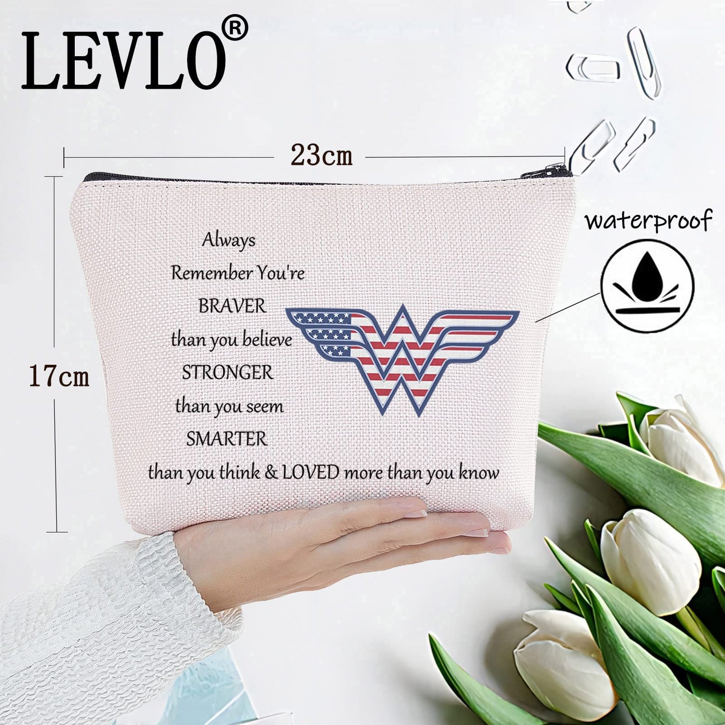 LEVLO Heroine Cosmetic Make up Bag Movie Fans Inspired Gift You Are Braver Stronger Smarter Than You Think Makeup Zipper Pouch Bag(Heroine Bag)