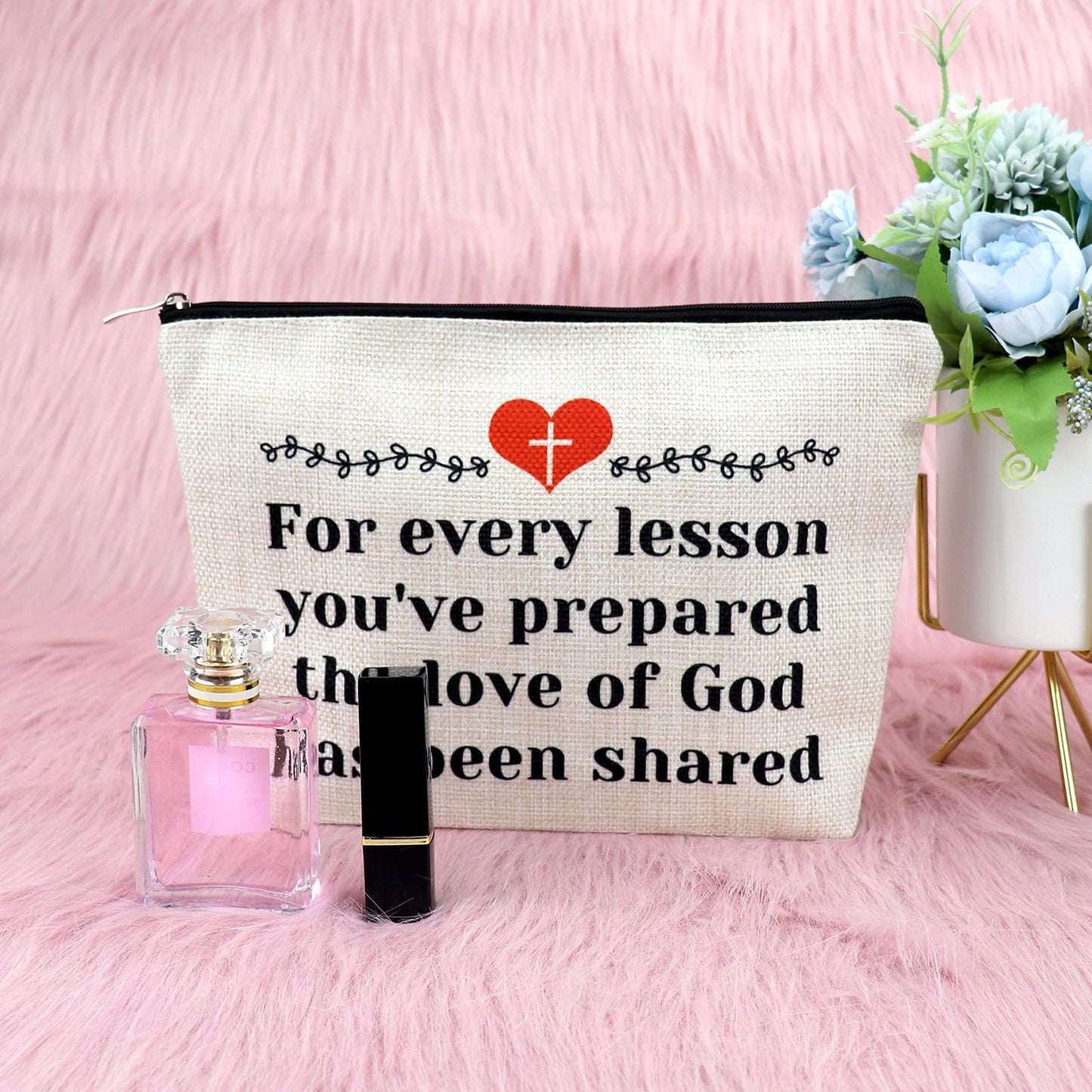 Sunday School Teacher Gift Makeup Bag Religious Gift for Women Teacher Appreciation Gift Cosmetic Bag Christian Gift for Her Funny Birthday Gift Thanksgiving Graduation Gift Travel Cosmetic Pouch