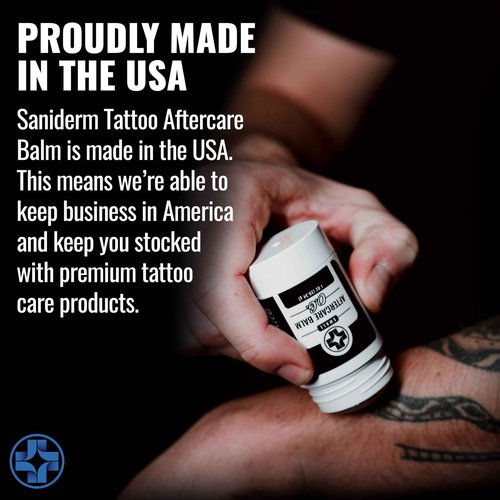 Saniderm Original Tattoo Aftercare Balm - Large (2.2 oz) – Petroleum-Free, Fragrance-Free Natural Tattoo Moisturizer Made with Hydrating Shea Butter – Heals New Tattoos, Rejuvenates Old Tattoos