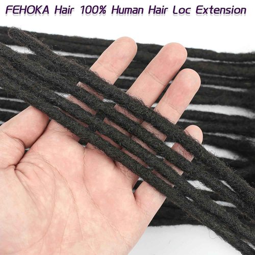 0.2 cm Loc Extensions 8 Inch 30 StrHuman Hair Dreadlock Extension 100% FUll Handmade Human Hair Dread Extension for Man/Woman/Kids Human Hair Locs Can be Curly and Dyed