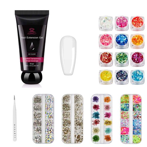 Makartt Nail Decorations Kit with Nail Extension Gel Clear Builder Gel Bundle