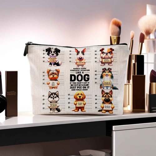 Dog Makeup Bag, Dog Mom Gifts, Dog Gifts for Women, Gifts for Dog Lovers, Cute Dog Puppy Cosmetic Bag Toiletry Bag for Women, Dog Owner Gifts for Women, Dog Mom Stuff