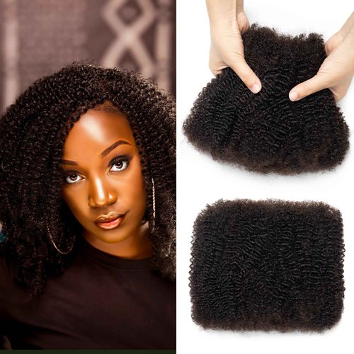 Stancia 12’’ Afro Kinkys Bulk Human Hair, Kinky Curly Human Hair Bundles, Hair Extensions for Braids, Dreadlock, Mini Twist, Micro Loc Repair (50g/pack)