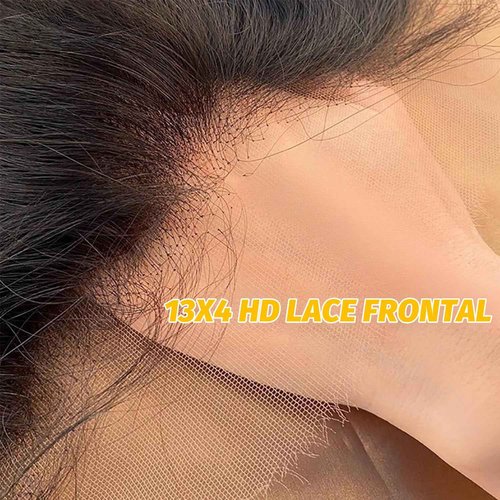 13x4 Lace Frontal Closure Kinky Curly Ear to Ear HD Lace Frontal Pre Plucked with Baby Hair 16 Inch Free Part Brazilian Human Hair Extensions 150% Density Natural Black