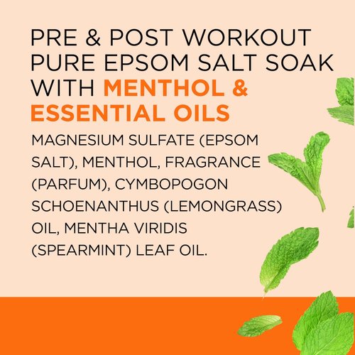 Dr Teal's Epsom Salt Magnesium Soak, Pre & Post Workout with Menthol & Essential Oils, 3 lbs (Pack of 4)