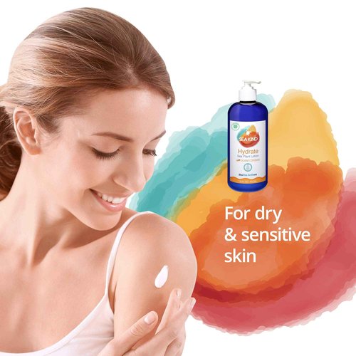 Sea Kind All Natural Hydrate Ocean Breeze Sea Plant Hand and Body Lotion for Women and Men, Essential Oil Scent, 16 Fl Oz, Non Comedogenic, Vegan Moisturizer for Dry and Sensitive Skin, No Parabens