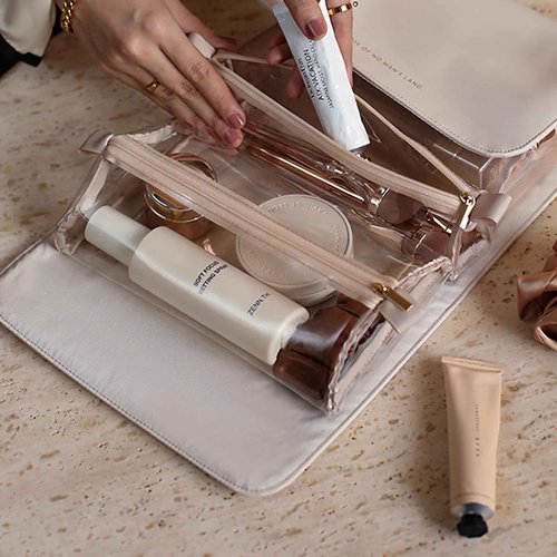 YDR Cosmetic Bag Foldable with Divider,Capacity Travel Makeup Bag for Women Portable Pouch Makeup Organizer Toiletry Bag Makeup Case
